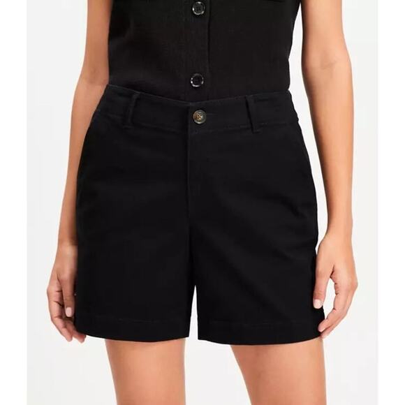 Ann Taylor LOFT 6" Chino Shorts in Black Women's Size 8 - Picture 1 of 9